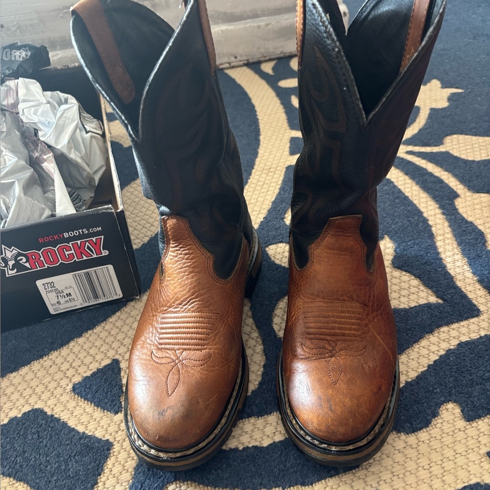 Rocky Men's ORIGINAL RIDE Two-Tone Leather Western Boots